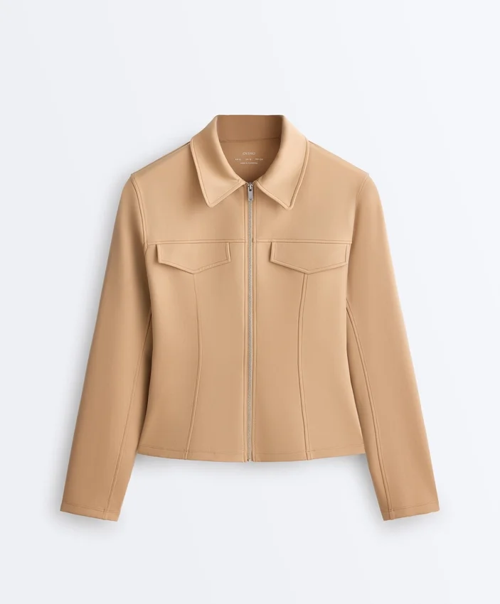 Chaqueta con volantes efecto neopreno y ribetes Chaqueta con volantes efecto neopreno y ribetes