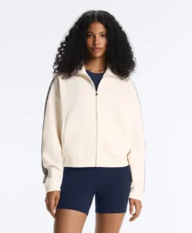 Chaqueta de algodón piqué con cinta lateral en espiga