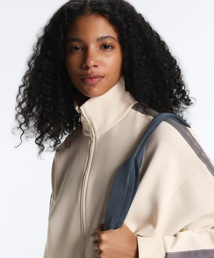 Chaqueta de algodón piqué con cinta lateral en espiga Chaqueta de algodón piqué con cinta lateral en espiga