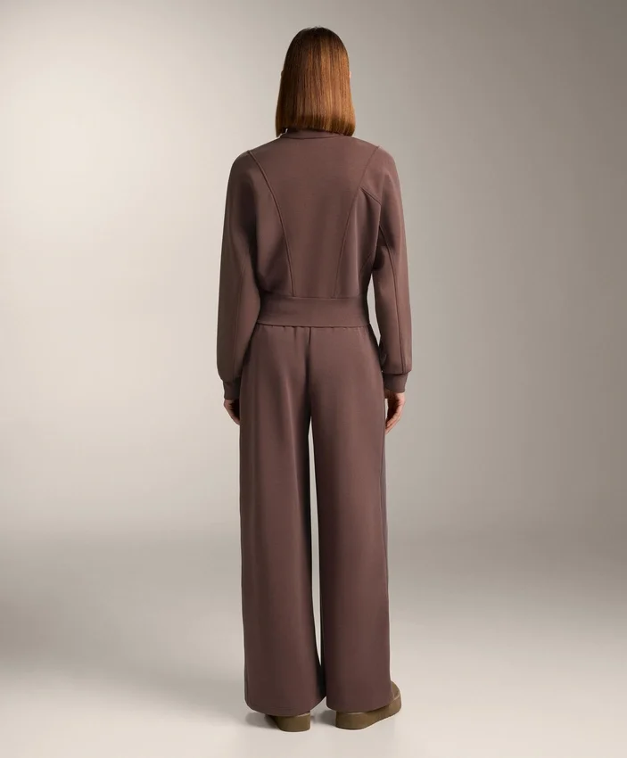 Pantalones rectos de pierna ancha con modal cepillado Pantalones rectos de pierna ancha con modal cepillado