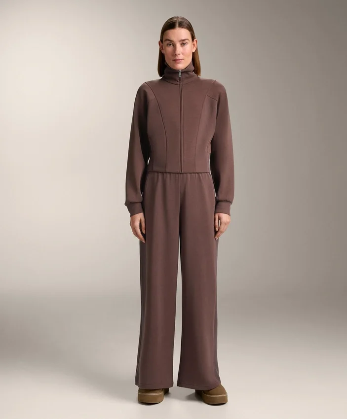 Pantalones rectos de pierna ancha con modal cepillado Pantalones rectos de pierna ancha con modal cepillado