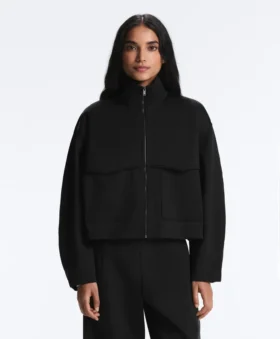 Chaqueta de corte recto con efecto neopreno