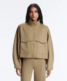 Chaqueta de corte recto con efecto neopreno