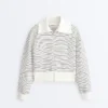 Chaqueta de cuello acanalado a rayas de algodón
