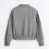 Chaqueta de cuello alto a rayas, 100 % lino Chaqueta de cuello alto a rayas, 100 % lino