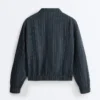 Chaqueta de cuello alto a rayas, 100 % lino Chaqueta de cuello alto a rayas, 100 % lino