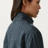 Chaqueta de cuello alto a rayas, 100 % lino Chaqueta de cuello alto a rayas, 100 % lino