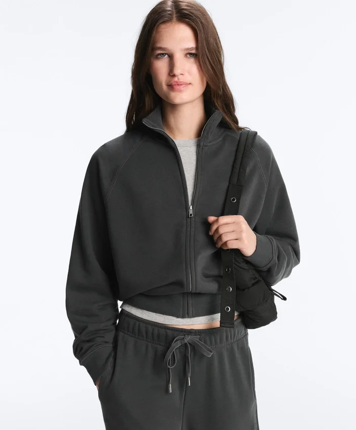Chaqueta de cuello alto de felpa de mezcla de algodón Chaqueta de cuello alto de felpa de mezcla de algodón