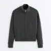 Chaqueta de cuello alto de felpa de mezcla de algodón Chaqueta de cuello alto de felpa de mezcla de algodón
