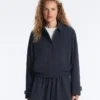 Chaqueta de cuello polo de piqué a rayas con algodón Chaqueta de cuello polo de piqué a rayas con algodón