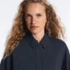 Chaqueta de cuello polo de piqué a rayas con algodón Chaqueta de cuello polo de piqué a rayas con algodón