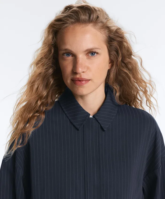 Chaqueta de cuello polo de piqué a rayas con algodón Chaqueta de cuello polo de piqué a rayas con algodón