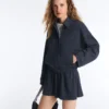 Chaqueta de cuello polo de piqué a rayas con algodón Chaqueta de cuello polo de piqué a rayas con algodón