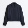 Chaqueta de cuello polo de piqué a rayas con algodón Chaqueta de cuello polo de piqué a rayas con algodón