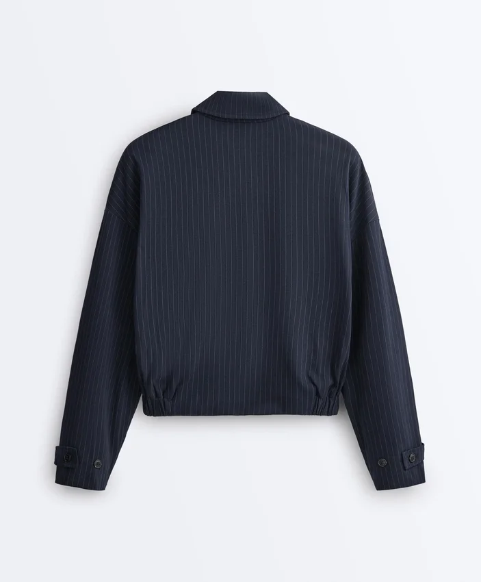 Chaqueta de cuello polo de piqué a rayas con algodón Chaqueta de cuello polo de piqué a rayas con algodón