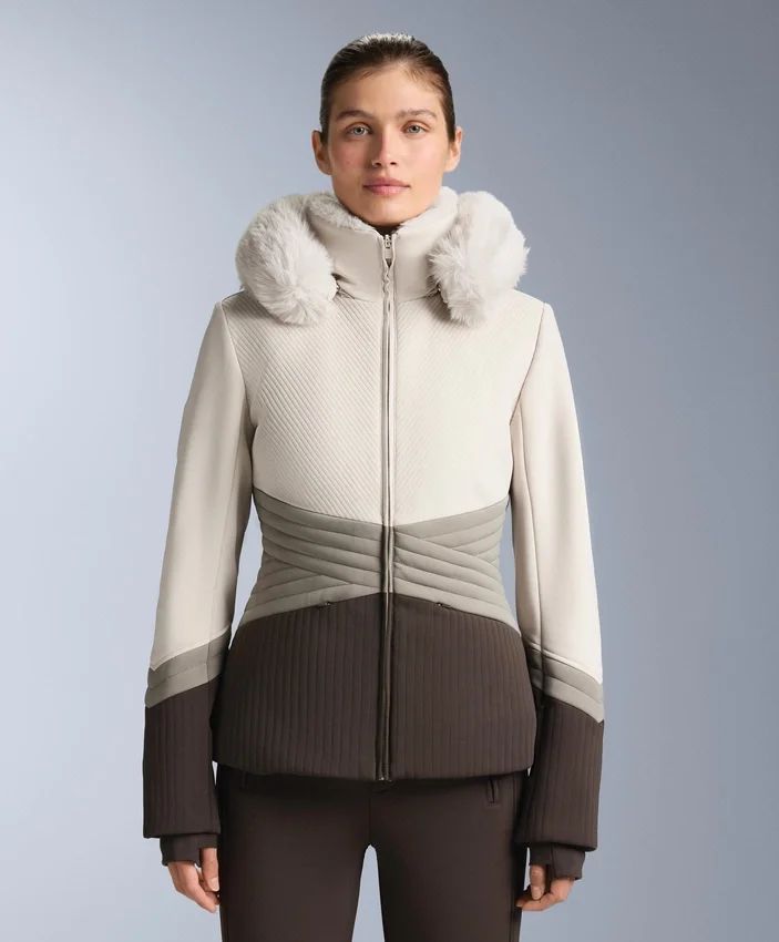 Chaqueta de esquí Primaloft® ajustada y resistente al agua con bloques de color Chaqueta de esquí Primaloft® ajustada y resistente al agua con bloques de color