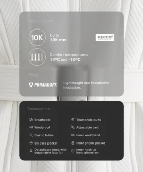Chaqueta de esquí Primaloft® resistente al agua y de corte ajustado