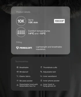 Chaqueta de esquí Primaloft® resistente al agua y de corte superajustado