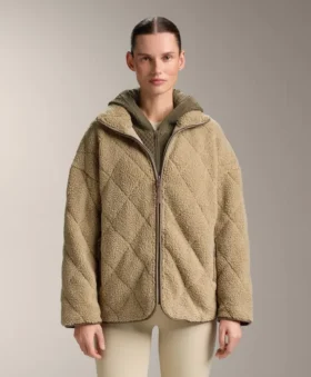 Chaqueta de imitación de piel de oveja con acolchado en forma de rombos