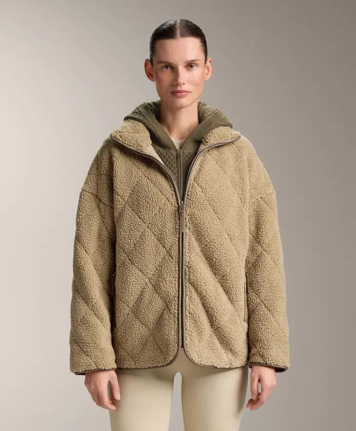 Chaqueta de imitación de piel de oveja con acolchado en forma de rombos Chaqueta de imitación de piel de oveja con acolchado en forma de rombos