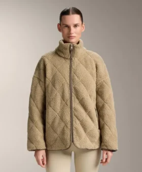 Chaqueta de imitación de piel de oveja con acolchado en forma de rombos