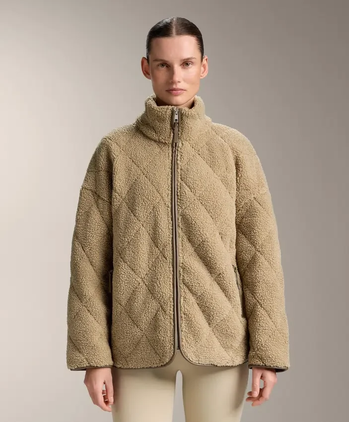 Chaqueta de imitación de piel de oveja con acolchado en forma de rombos Chaqueta de imitación de piel de oveja con acolchado en forma de rombos