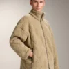 Chaqueta de imitación de piel de oveja con acolchado en forma de rombos Chaqueta de imitación de piel de oveja con acolchado en forma de rombos