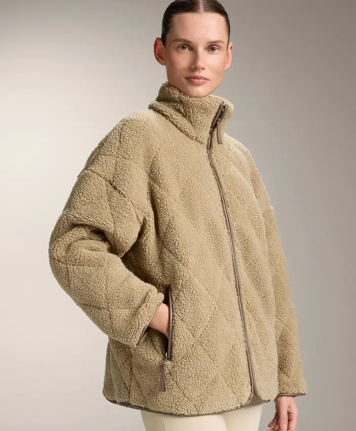 Chaqueta de imitación de piel de oveja con acolchado en forma de rombos Chaqueta de imitación de piel de oveja con acolchado en forma de rombos