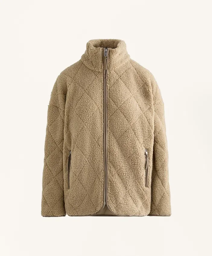 Chaqueta de imitación de piel de oveja con acolchado en forma de rombos Chaqueta de imitación de piel de oveja con acolchado en forma de rombos