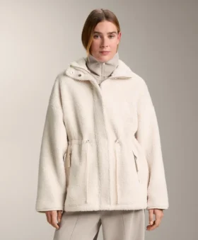 Chaqueta de imitación de piel de oveja con cintura ajustable Chaqueta de imitación de piel de oveja con cintura ajustable