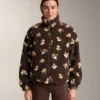 Chaqueta de imitación de piel de oveja con estampado floral Chaqueta de imitación de piel de oveja con estampado floral
