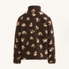 Chaqueta de imitación de piel de oveja con estampado floral Chaqueta de imitación de piel de oveja con estampado floral