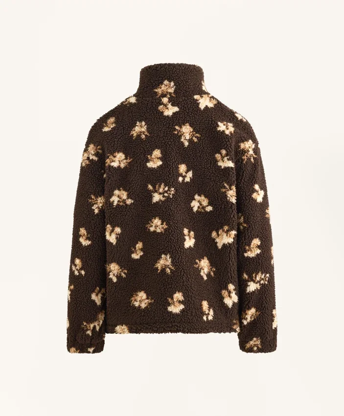 Chaqueta de imitación de piel de oveja con estampado floral Chaqueta de imitación de piel de oveja con estampado floral