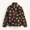 Chaqueta de imitación de piel de oveja con estampado floral Chaqueta de imitación de piel de oveja con estampado floral