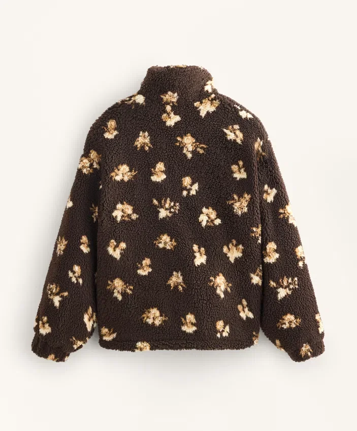 Chaqueta de imitación de piel de oveja con estampado floral Chaqueta de imitación de piel de oveja con estampado floral