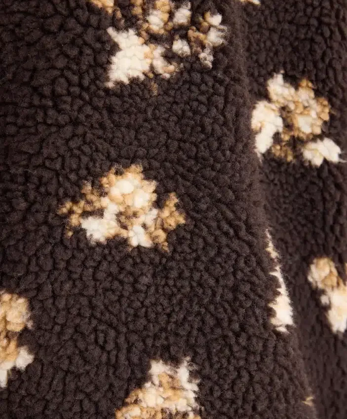 Chaqueta de imitación de piel de oveja con estampado floral Chaqueta de imitación de piel de oveja con estampado floral