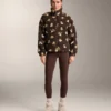 Chaqueta de imitación de piel de oveja con estampado floral Chaqueta de imitación de piel de oveja con estampado floral