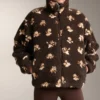 Chaqueta de imitación de piel de oveja con estampado floral Chaqueta de imitación de piel de oveja con estampado floral