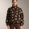 Chaqueta de imitación de piel de oveja con estampado floral Chaqueta de imitación de piel de oveja con estampado floral