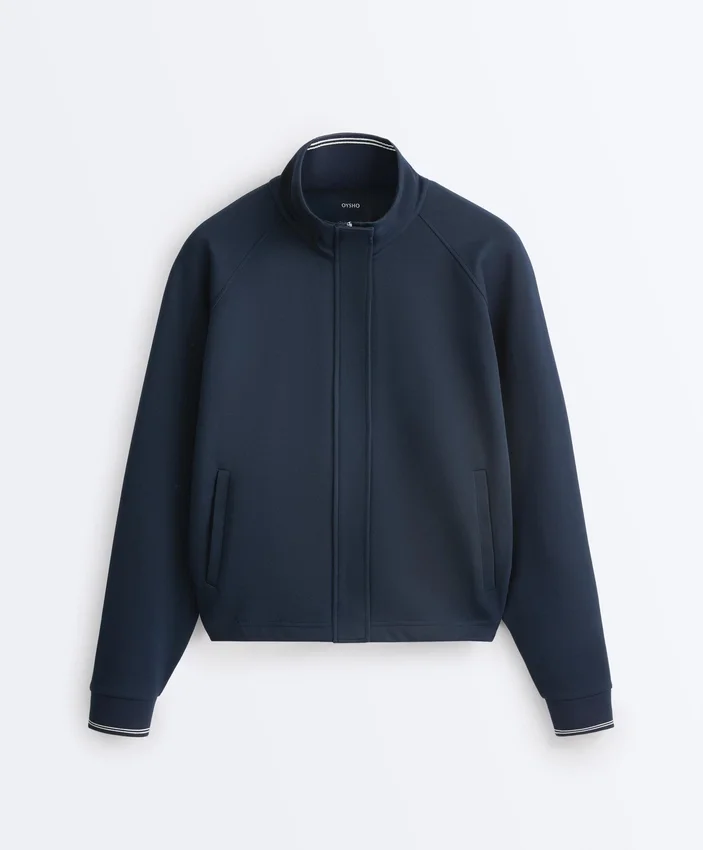 Chaqueta de piqué con ribete de algodón en contraste Chaqueta de piqué con ribete de algodón en contraste
