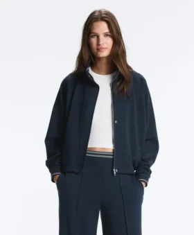 Chaqueta de piqué con ribete de algodón en contraste
