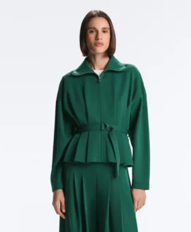 Chaqueta de piqué de algodón con cinturón