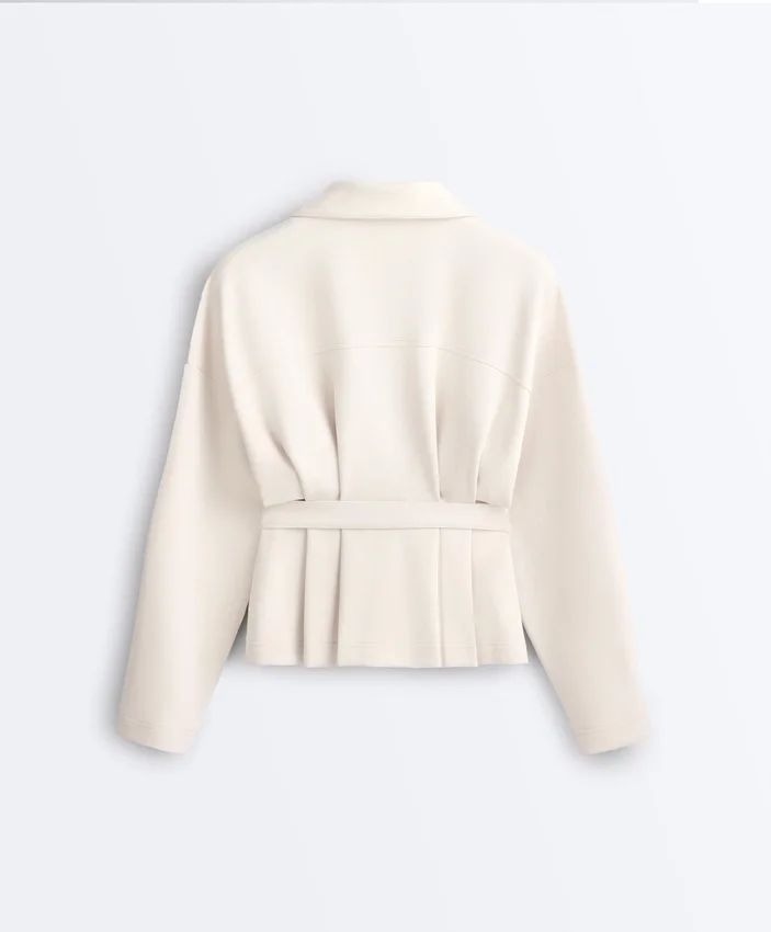 Chaqueta de piqué de algodón con cinturón Chaqueta de piqué de algodón con cinturón