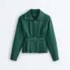 Chaqueta de piqué de algodón con cinturón Chaqueta de piqué de algodón con cinturón