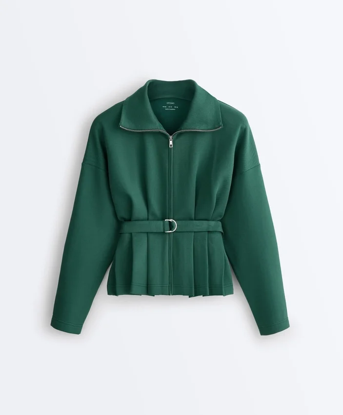 Chaqueta de piqué de algodón con cinturón Chaqueta de piqué de algodón con cinturón