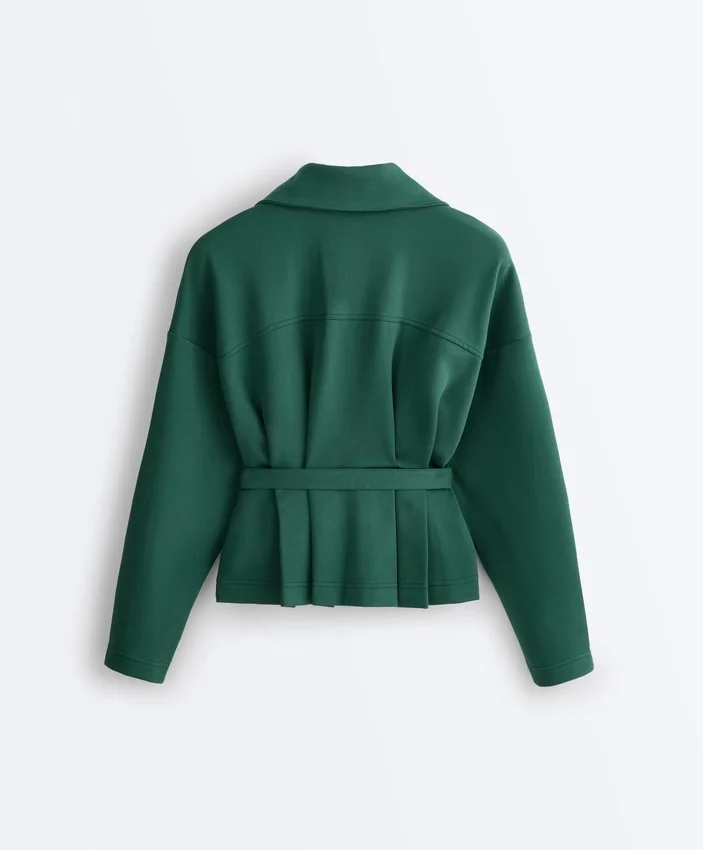 Chaqueta de piqué de algodón con cinturón Chaqueta de piqué de algodón con cinturón