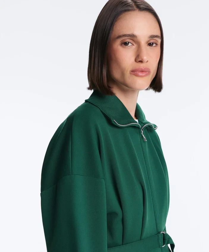 Chaqueta de piqué de algodón con cinturón Chaqueta de piqué de algodón con cinturón
