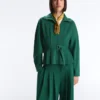 Chaqueta de piqué de algodón con cinturón Chaqueta de piqué de algodón con cinturón