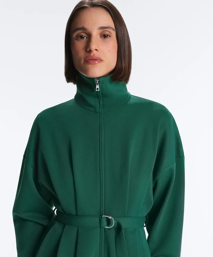 Chaqueta de piqué de algodón con cinturón Chaqueta de piqué de algodón con cinturón