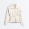 Chaqueta de piqué de algodón con cinturón Chaqueta de piqué de algodón con cinturón